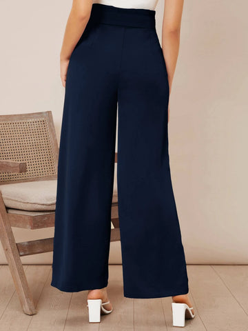 Firerie Solid Belted Wide Leg Pants