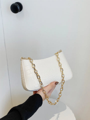 Crocodile Embossed Chain Bag