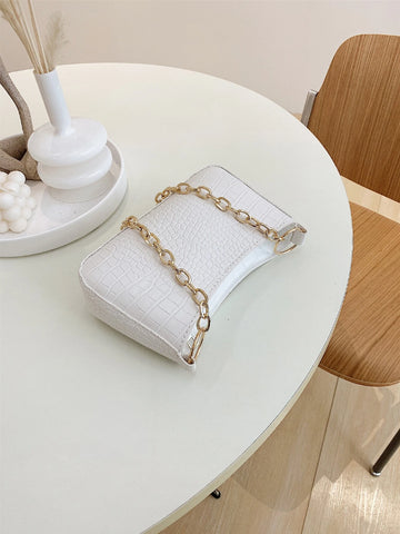 Crocodile Embossed Chain Bag