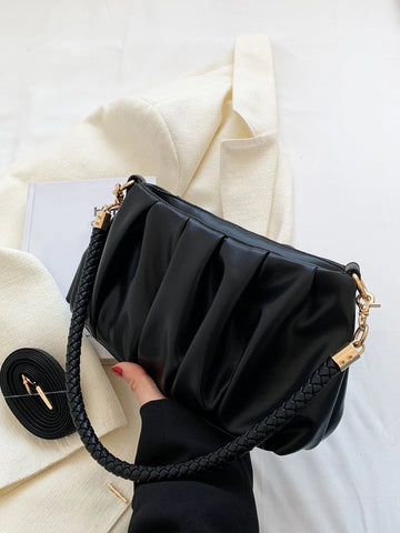 Fashion Pleated Pu Leather Shoulder Bag