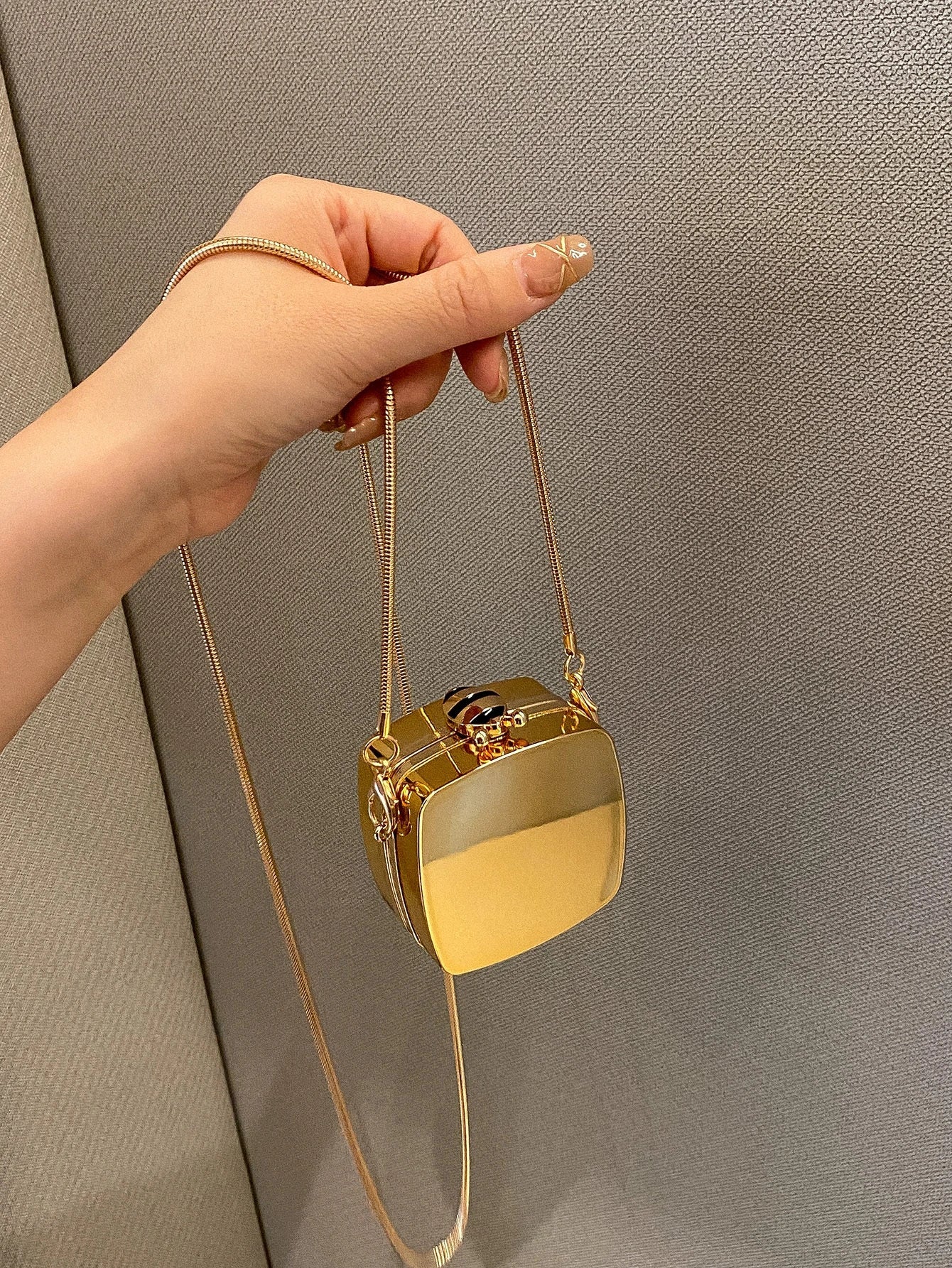 Mini Metallic Chain Box Bag, Funky, Punk & Bag For Street Wear