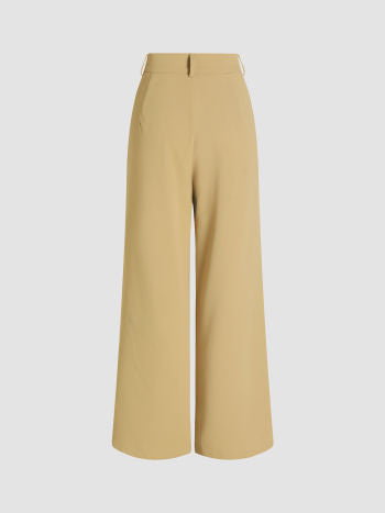 MILK TEA PLEATED WIDE LEG TROUSERS