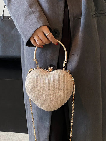 Glamorous Glitter Bling, Sequin, Luxury, Shiny Women's Heart Shaped Rhinestone Evening Clutch Bag