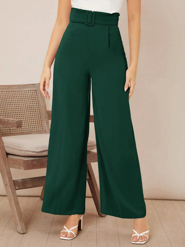 Firerie Solid Belted Wide Leg Pants