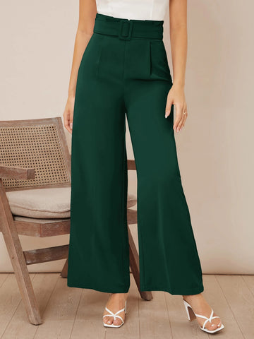 Firerie Solid Belted Wide Leg Pants