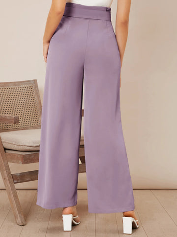 Firerie Solid Belted Wide Leg Pants