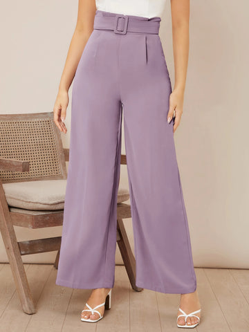 Firerie Solid Belted Wide Leg Pants