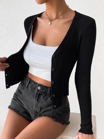 Frenchy Slim-Fit Women Spring And Autumn Long-Sleeve Cardigan With Pockets And Single Breasted Button