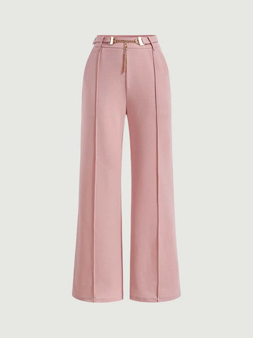 MOD Solid Belted Wide Leg Suit Pants