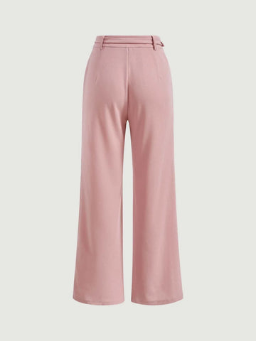 MOD Solid Belted Wide Leg Suit Pants
