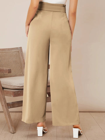 Firerie Solid Belted Wide Leg Pants
