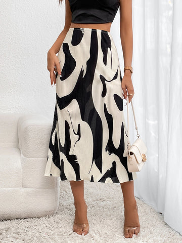 Firerie Graphic Print Plisse Long Skirt