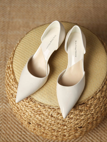 Women Point Toe Pyramid Heeled Court Pumps