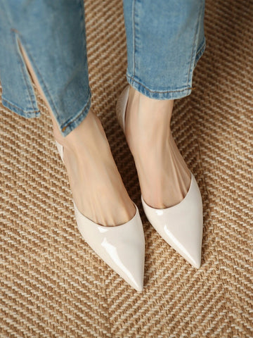 Women Point Toe Pyramid Heeled Court Pumps