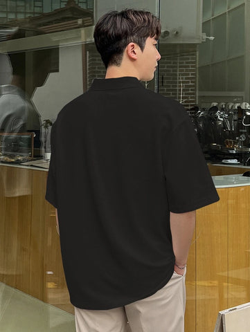 DAZY Men Letter Patched Detail Polo Shirt