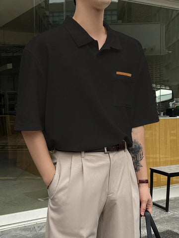 DAZY Men Letter Patched Detail Polo Shirt