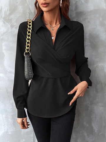 Clasi Cross Detail Long Sleeve Blouse