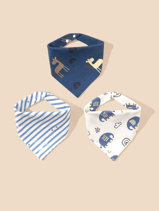 3pcs/Set Cartoon Pattern Cotton Baby Bibs For Girls & Boys