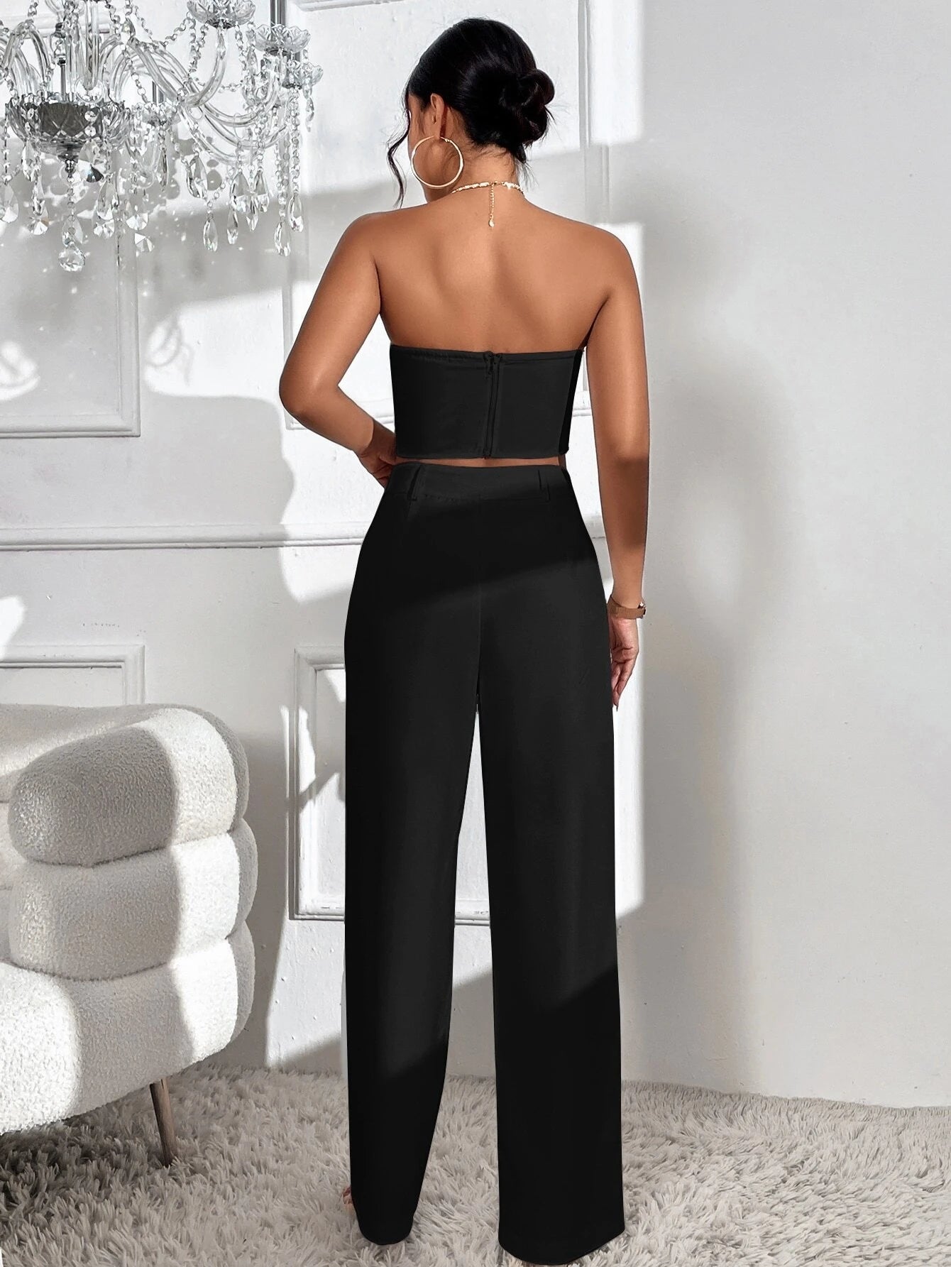 Privé Twist Front Crop Top & Wide Leg Pants