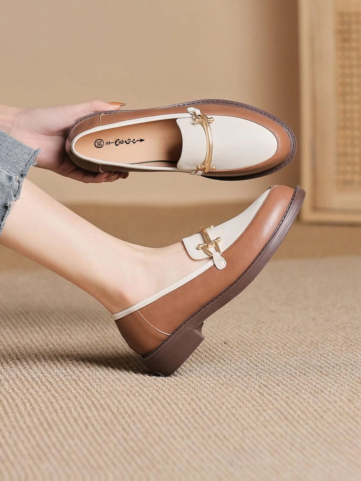 Women Work Shoes Fashionable Round Toe Flat Loafers