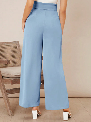 Firerie Solid Belted Wide Leg Pants