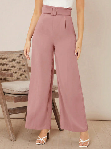 Firerie Solid Belted Wide Leg Pants