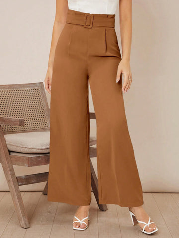 Firerie Solid Belted Wide Leg Pants
