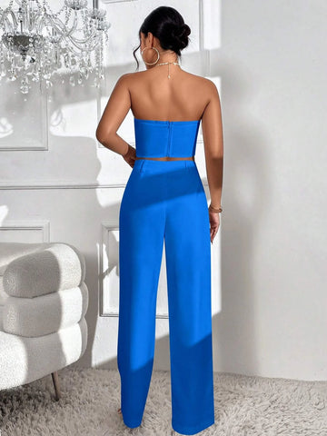 Privé Twist Front Crop Top & Wide Leg Pants