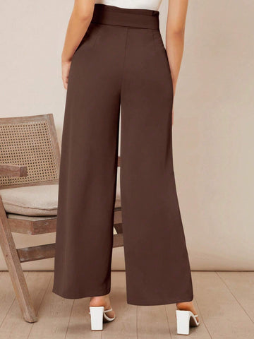 Firerie Solid Belted Wide Leg Pants