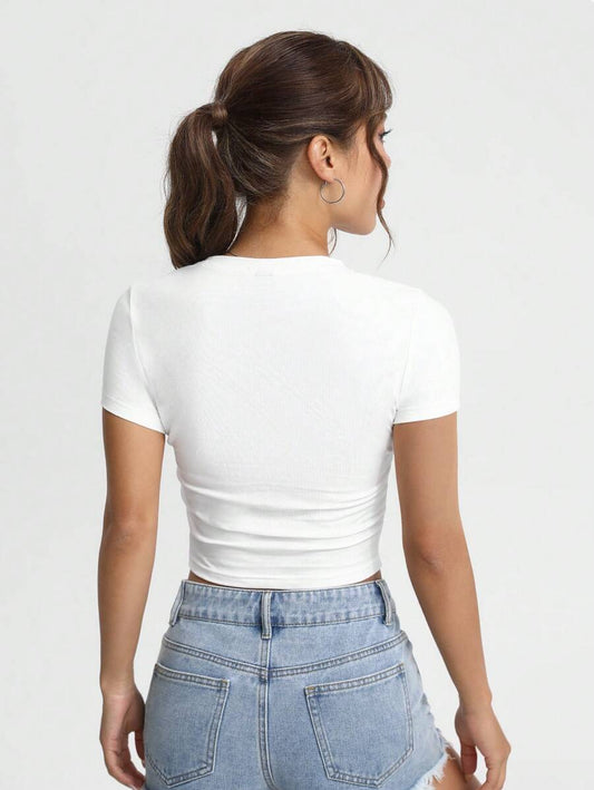 EZwear Letter Graphic Crop Tee