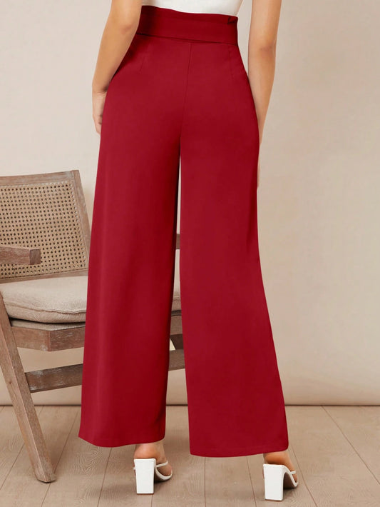 Firerie Solid Belted Wide Leg Pants