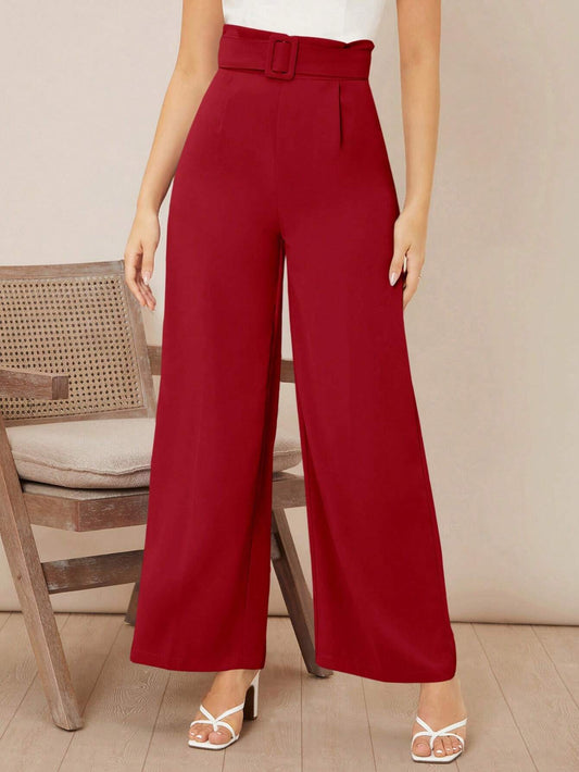 Firerie Solid Belted Wide Leg Pants