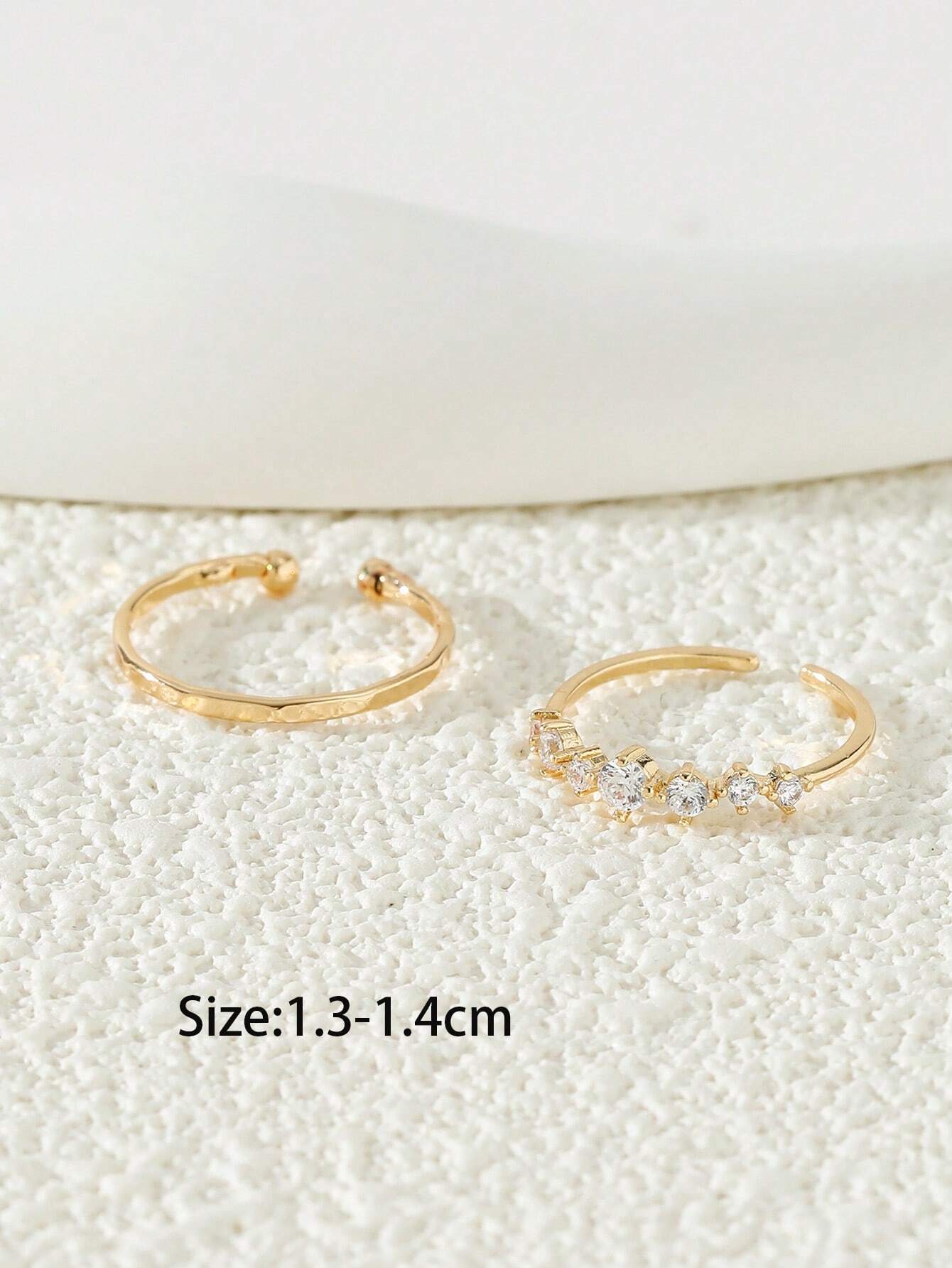 2pcs/set Exquisite Cubic Zirconia Decor Toe Ring For Women For Beach