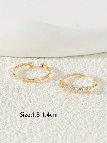 2pcs/set Exquisite Cubic Zirconia Decor Toe Ring For Women For Beach