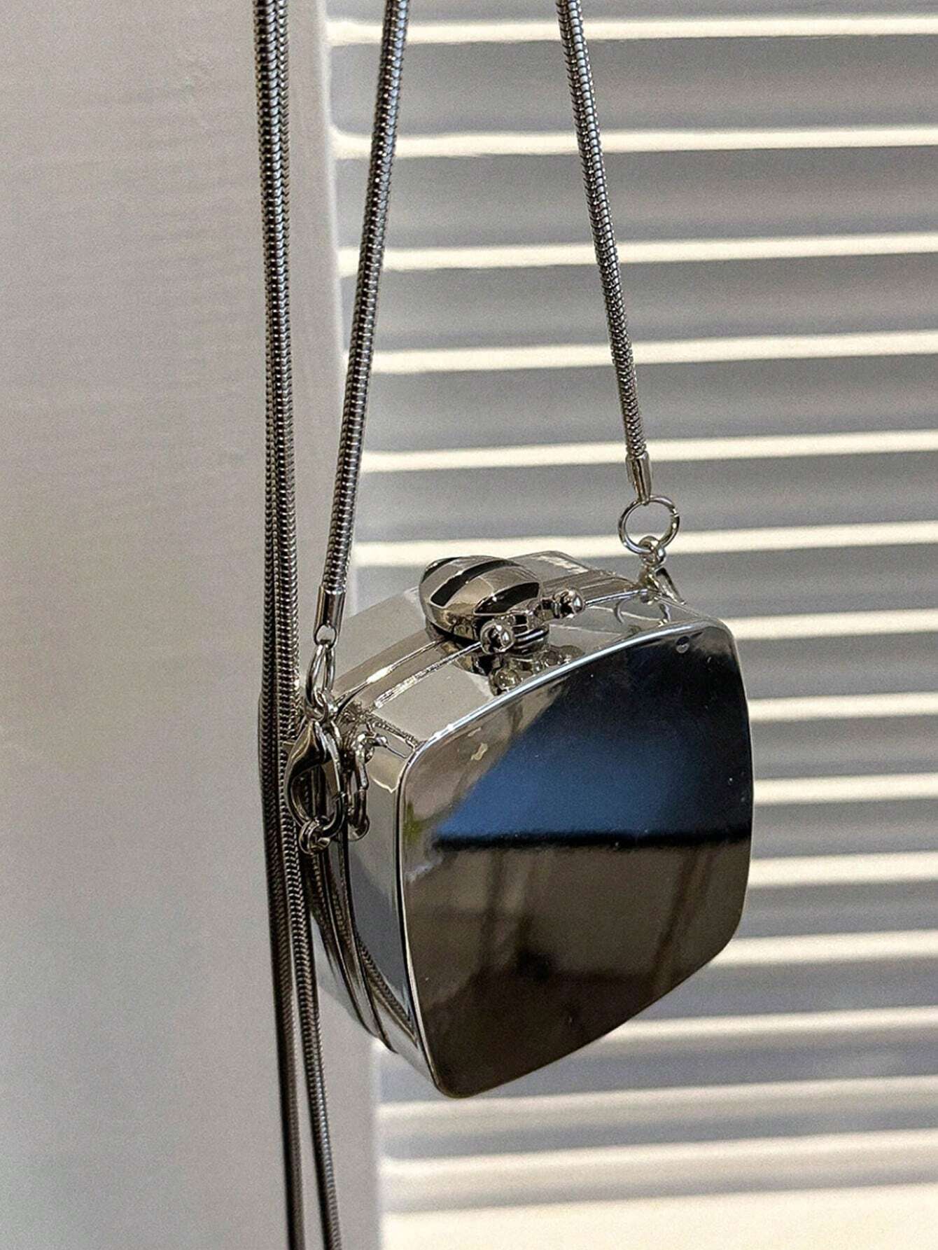 Mini Metallic Chain Box Bag, Funky, Punk & Bag For Street Wear