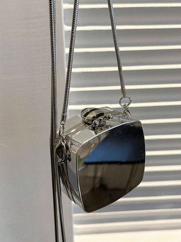 Mini Metallic Chain Box Bag, Funky, Punk & Bag For Street Wear