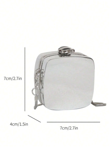Mini Metallic Chain Box Bag, Funky, Punk & Bag For Street Wear