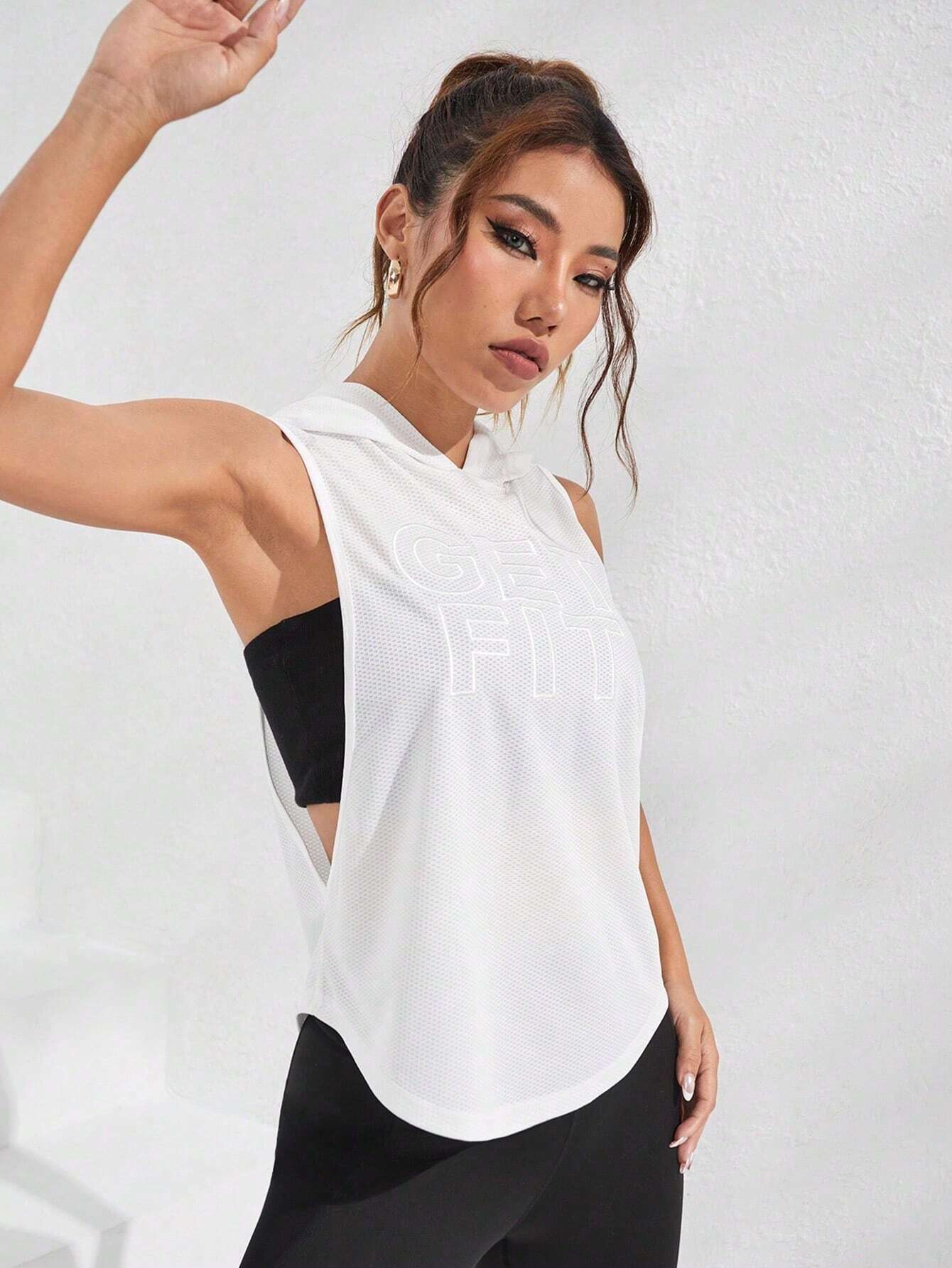 Street Sport Letter Graphic Hooded Sports Sweatshirt