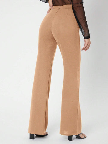 Tall Zipper Back Solid Flare Leg Pants