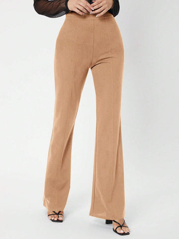 Tall Zipper Back Solid Flare Leg Pants