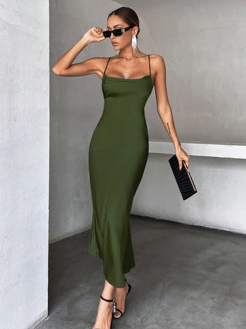 Aveloria Solid Tie Backless Cami Dress