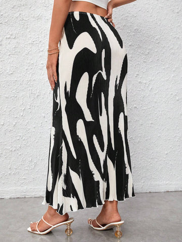 Firerie Graphic Print Plisse Long Skirt