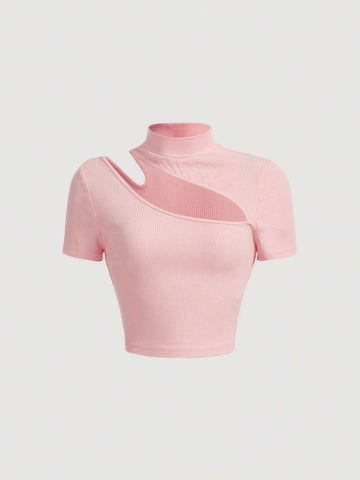 MOD Cut Out Mock Neck Tee