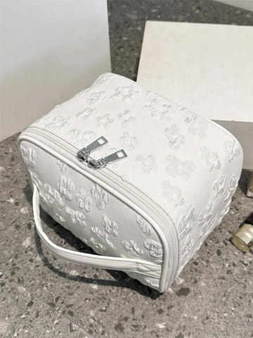 Floral Pattern Makeup Bag Top Handle Zip Around