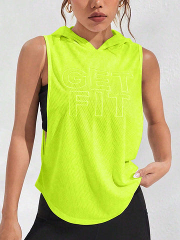 Street Sport Letter Graphic Hooded Sports Sweatshirt