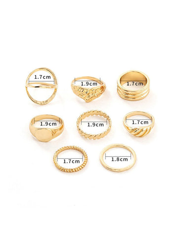 8pcs set Irregular Metallic Women's Ring Set