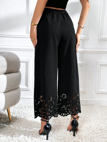 Privé Laser Cut Out Wide Leg Pants