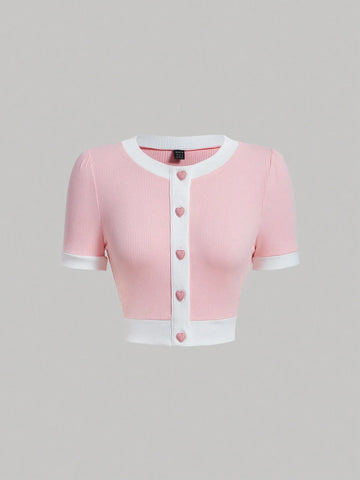 MOD Contrast Trim Button Front Tee