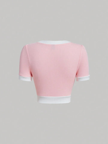 MOD Contrast Trim Button Front Tee