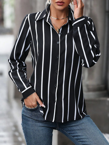 Clasi Vertical Striped Print Button Up Shirt